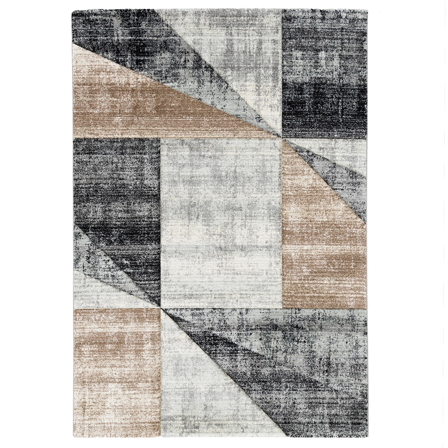Moderner, melierter Designer Teppich Maui in Beige (80x150cm) mit geometrischem Muster.