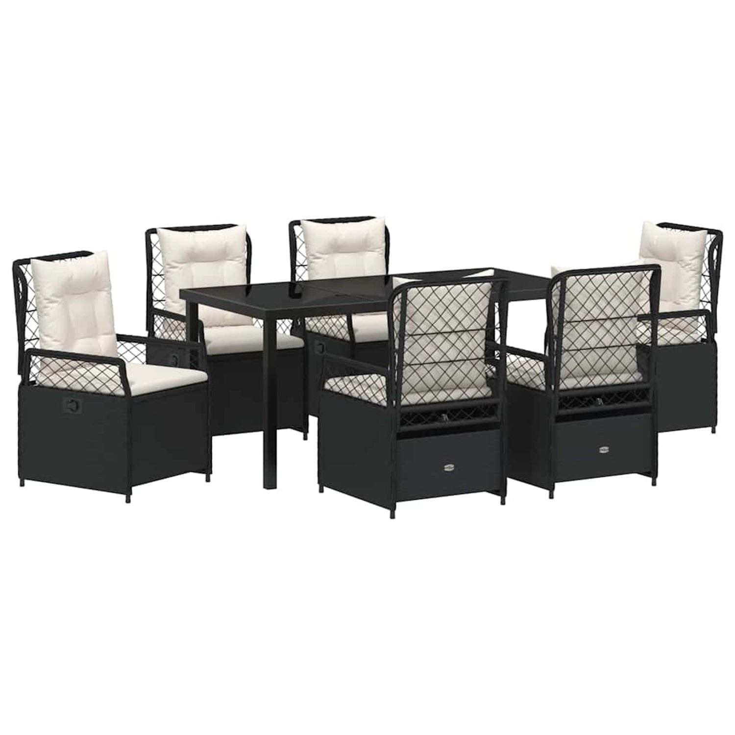 vidaXL Garten Essgruppe 7-Tlg Schwarz Poly Rattan 3380985 günstig online kaufen