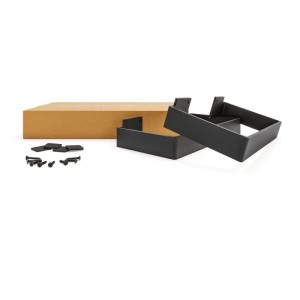 Zwei schwarze HEVVA Möbelfüße LUXEMBURG, 15 cm hoch, mit Befestigungsschrauben und Anti-Rutsch-Pads. Für Möbel.