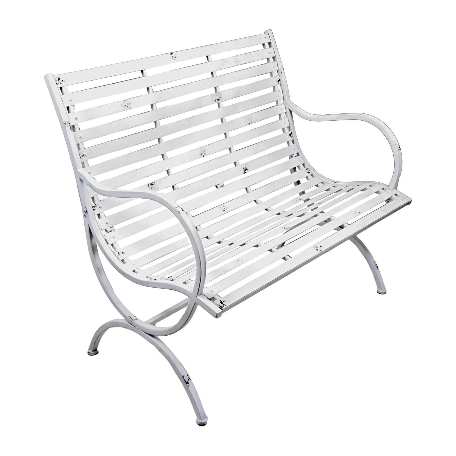 DELUKE Gartenbank RIKKE 104cm Breit Eisen Weiß Terrassenbank Wetterfest Sitzbank Outdoor Bank