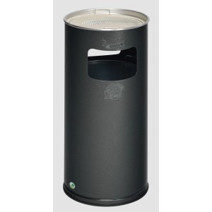 PROREGAL Klassischer Kombiascher Rund HxBxT 70 x 32 x 32 cm Verzinkter Stahl Grau