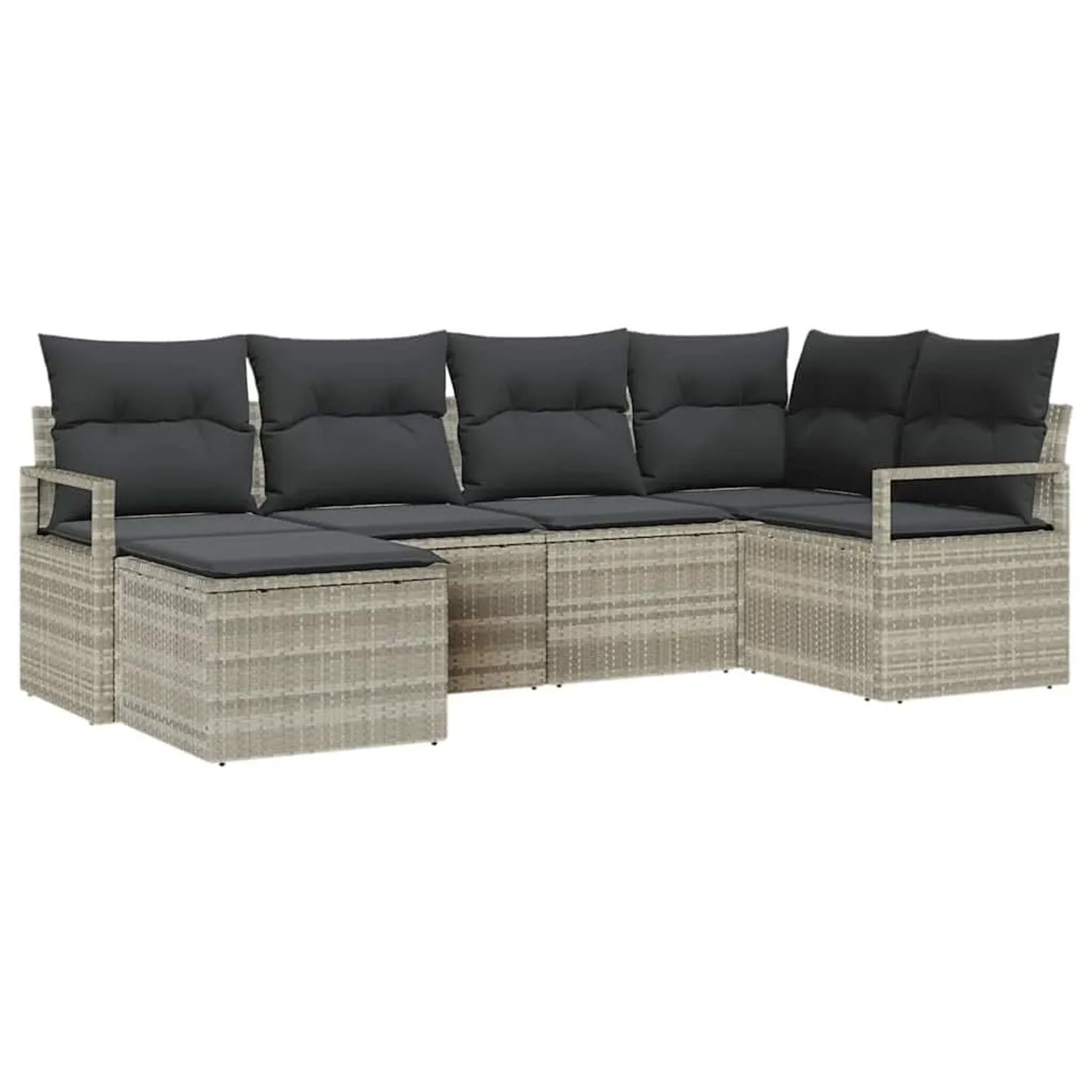 vidaXL Sofa Set mit Kissen mit Speicher 6-Tlg Hellgrau Poly-Rattan 3355121 günstig online kaufen