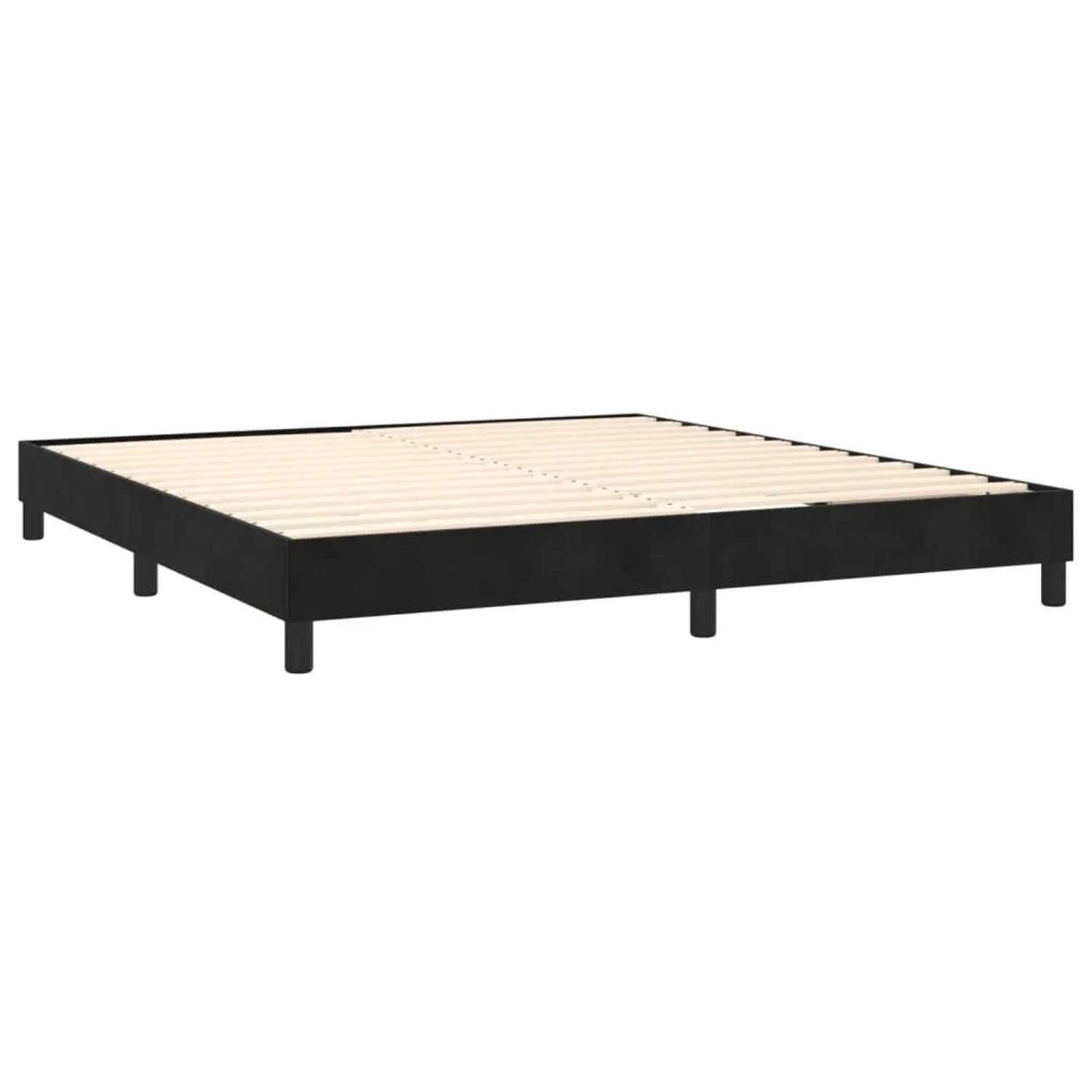 Schwarzes vidaXL Boxspringbett 160x200 cm mit Lattenrost, ohne Matratze.