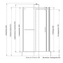Technische Zeichnung der schwarzen Schulte Komplettduschkabine Korsika 120x80x220 cm mit Maßangaben.