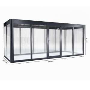 SunElements Gartenhaus SunGarden Select 5.2, anthrazit-metallic, 12,8 m² mit Maßen.