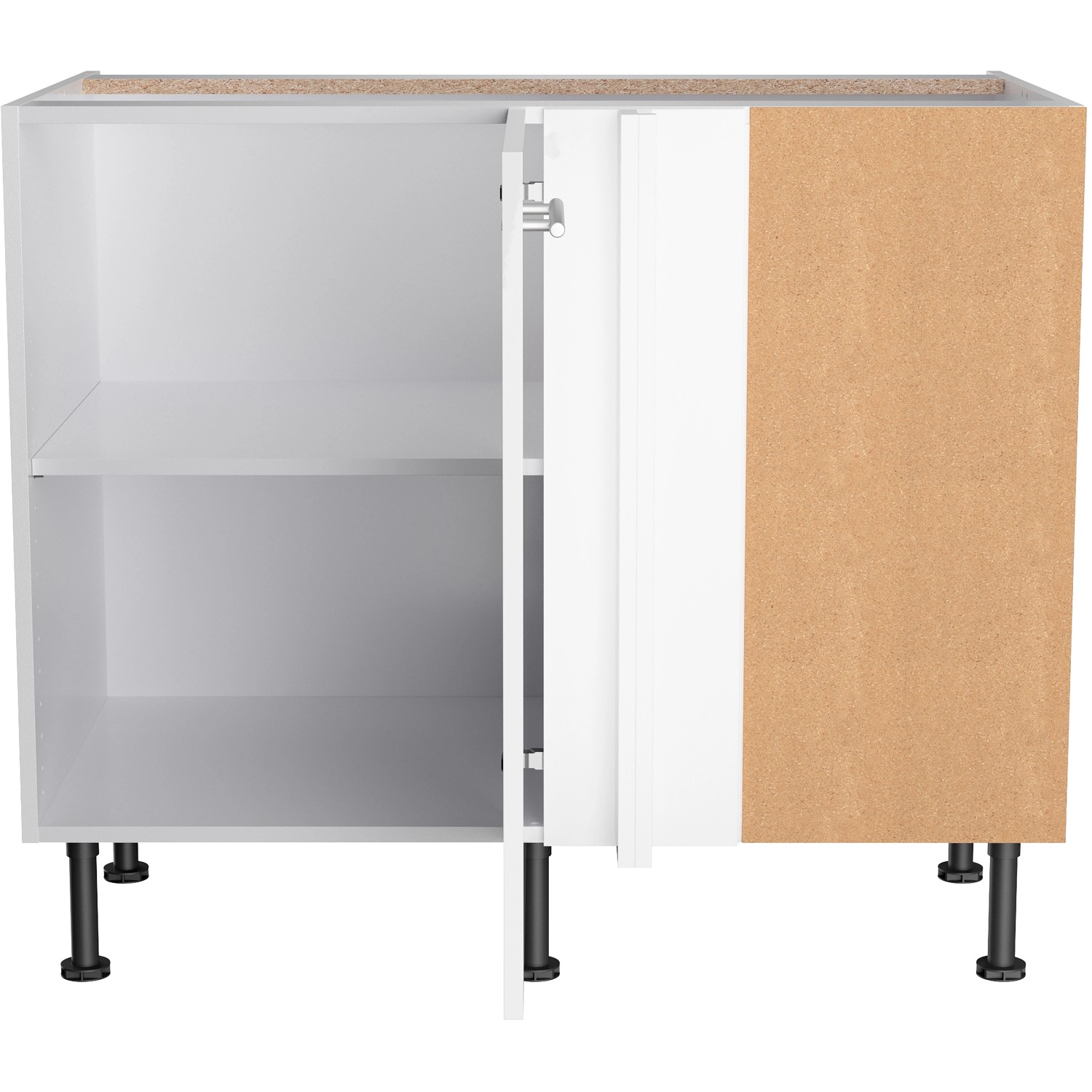 Optifit Eck-Unterschrank Rurik986, 100/65x87x58,4 cm, Weiß Glanz, mit Tür und Einlegeboden.