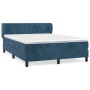 Dunkelblaues Boxspringbett (140x190 cm) mit Matratze und Samtbezug.