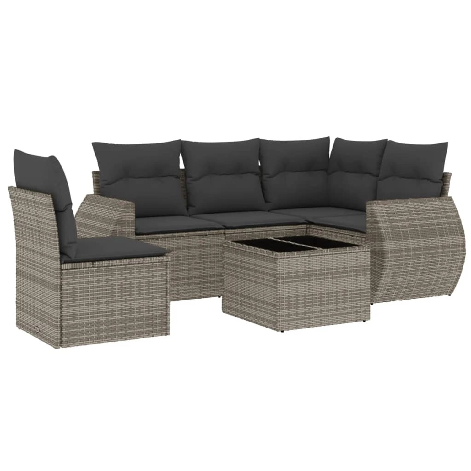 vidaXL 6-Tlg Garten-Sofagarnitur mit Kissen Grau Poly Rattan 3253717 günstig online kaufen