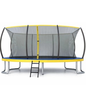 Zero Gravity Outdoor Trampolin 457x305cm TÜV GS Smartes Klappnetz mit Leiter und Bodenanker
