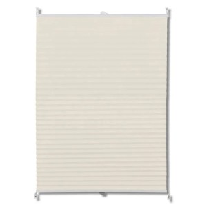 Cremefarbenes Plissee-Faltrollo 90x125cm für Fenster, ohne Bohren zu montieren.