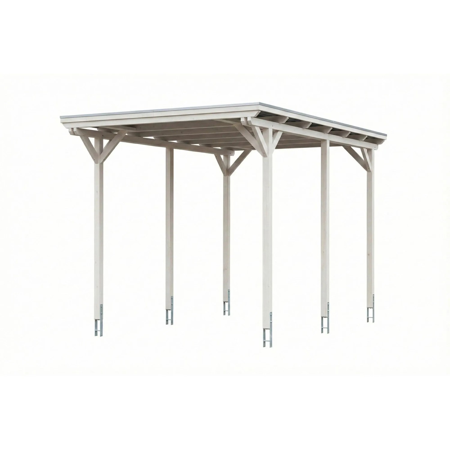 Skan Holz Carport Emsland Caravan Stahl-Dachplatten 402 cm x 604 cm Weiß