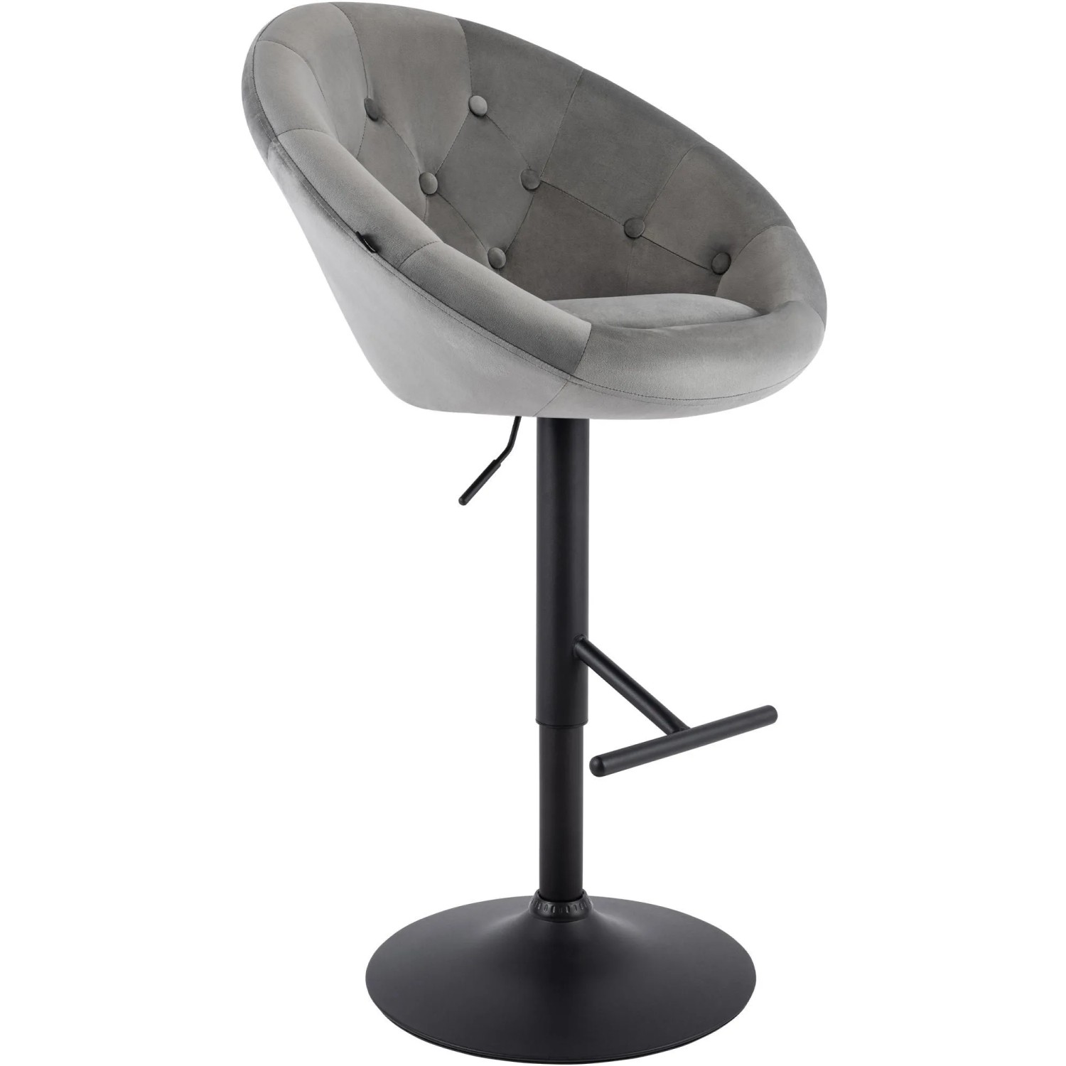 CLP Barhocker London Samt Grau/Schwarz