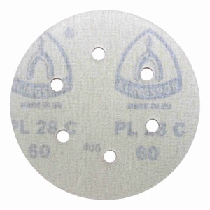 Runde Klingspor Klett Schleifscheibe PL28CK, 150 mm, Korn 80, mit 6 Löchern für Schleifer.