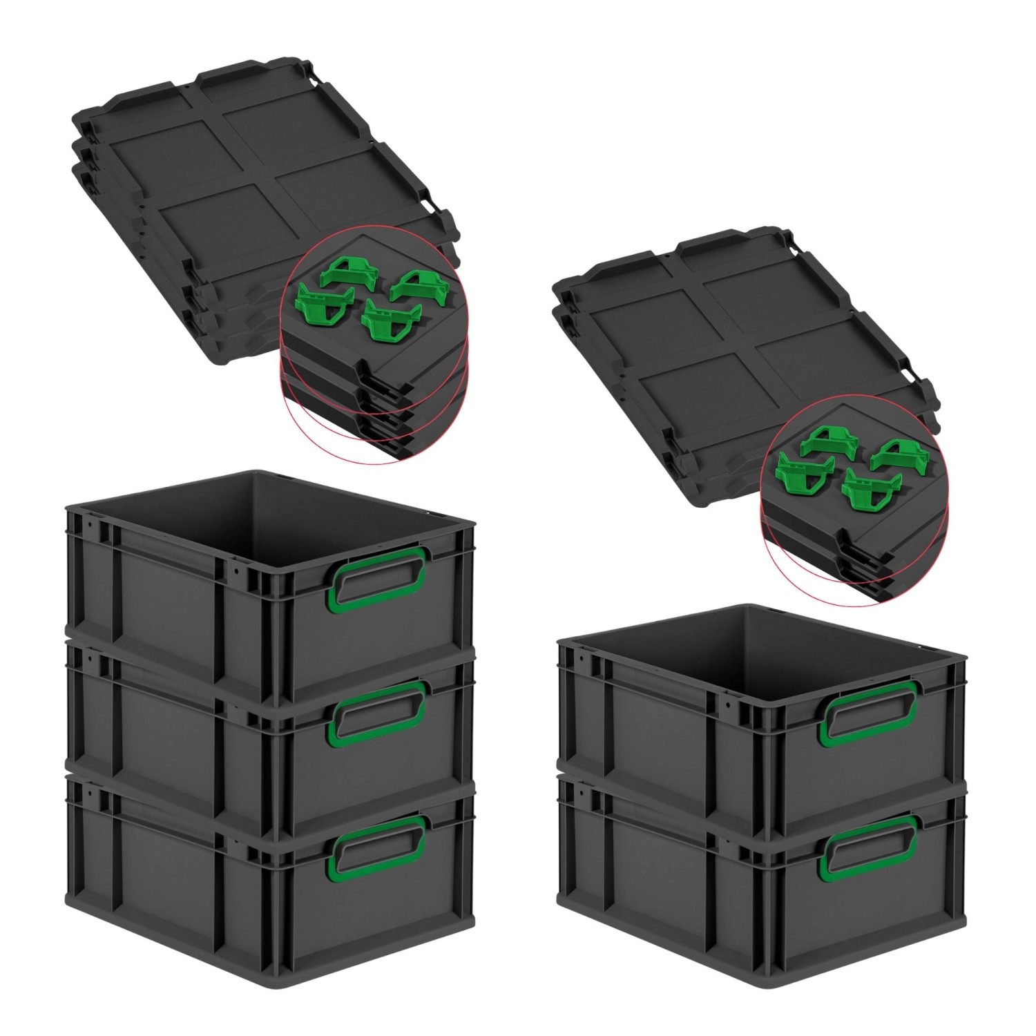 PROREGAL SparSet 5x Eurobox Nextgen Color Mit Auflagedeckel HxBxT 17x30x40c günstig online kaufen