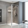 Schulte ExpressPlus Drehtür Sunny mit Seitenwand, 180x90 cm, Alu Natur. Teilgerahmte Eckdusche mit Echtglas.