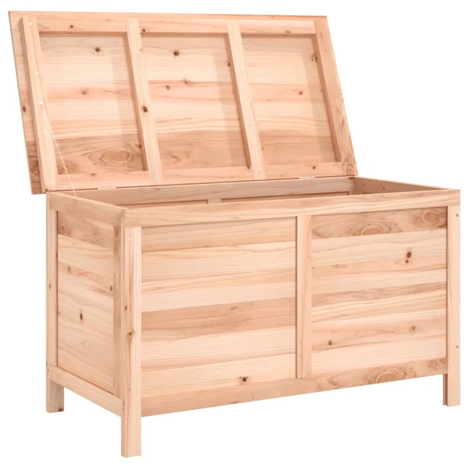 Offene VidaXL Gartentruhe aus Tannenholz, 99x50x56,5 cm, ideal zur Aufbewahrung von Gartenutensilien.