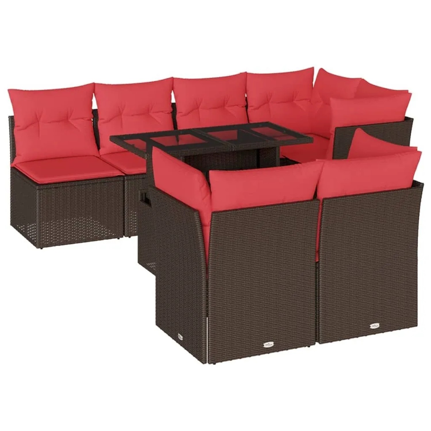 vidaXL 8-Tlg Gartensofa-Set mit Kissen Braun Polyrattan 3266414 günstig online kaufen