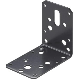 Schwarzer Hettich Verstellwinkel aus Stahl, 90x90x60 mm, für Möbelbeine und Möbelbau.