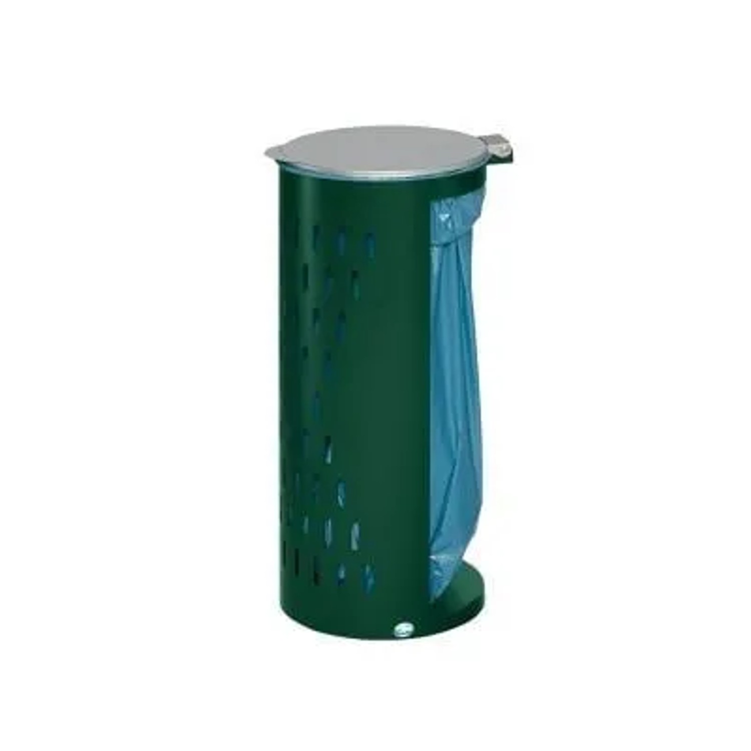 PROREGAL Kompakter Abfallsammler Gelocht Mit Deckel 35 cm Einfüllöffnung HxBxT 85 x 44 x 44 cm Stahl Grün