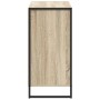 Seitenschrank Sonoma aus Holzwerkstoff mit schwarzem Stahlrahmen, Seitenansicht. Industrieller Wohnzimmerschrank.