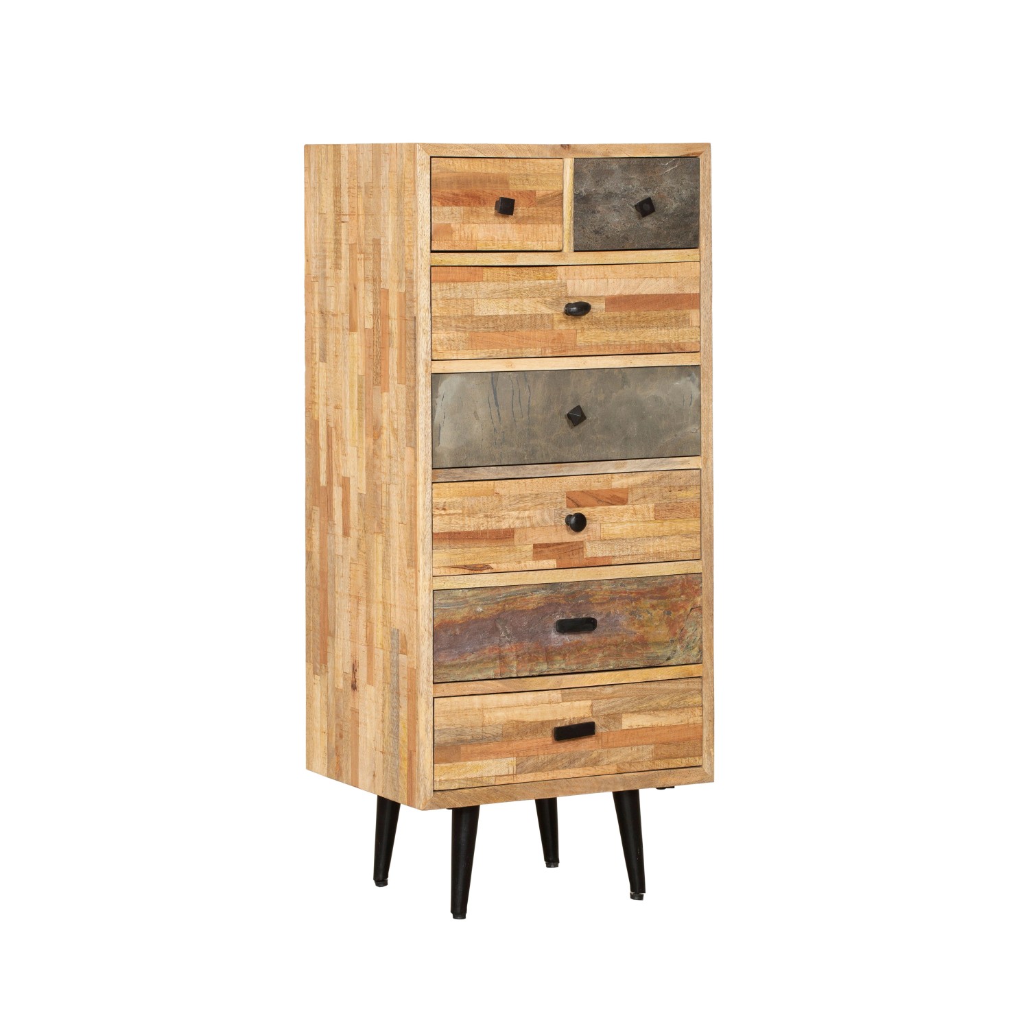 DELUKE Kommode KJELL Teak Braun 112x35x50cm Schrank Schlafzimmer Sideboard