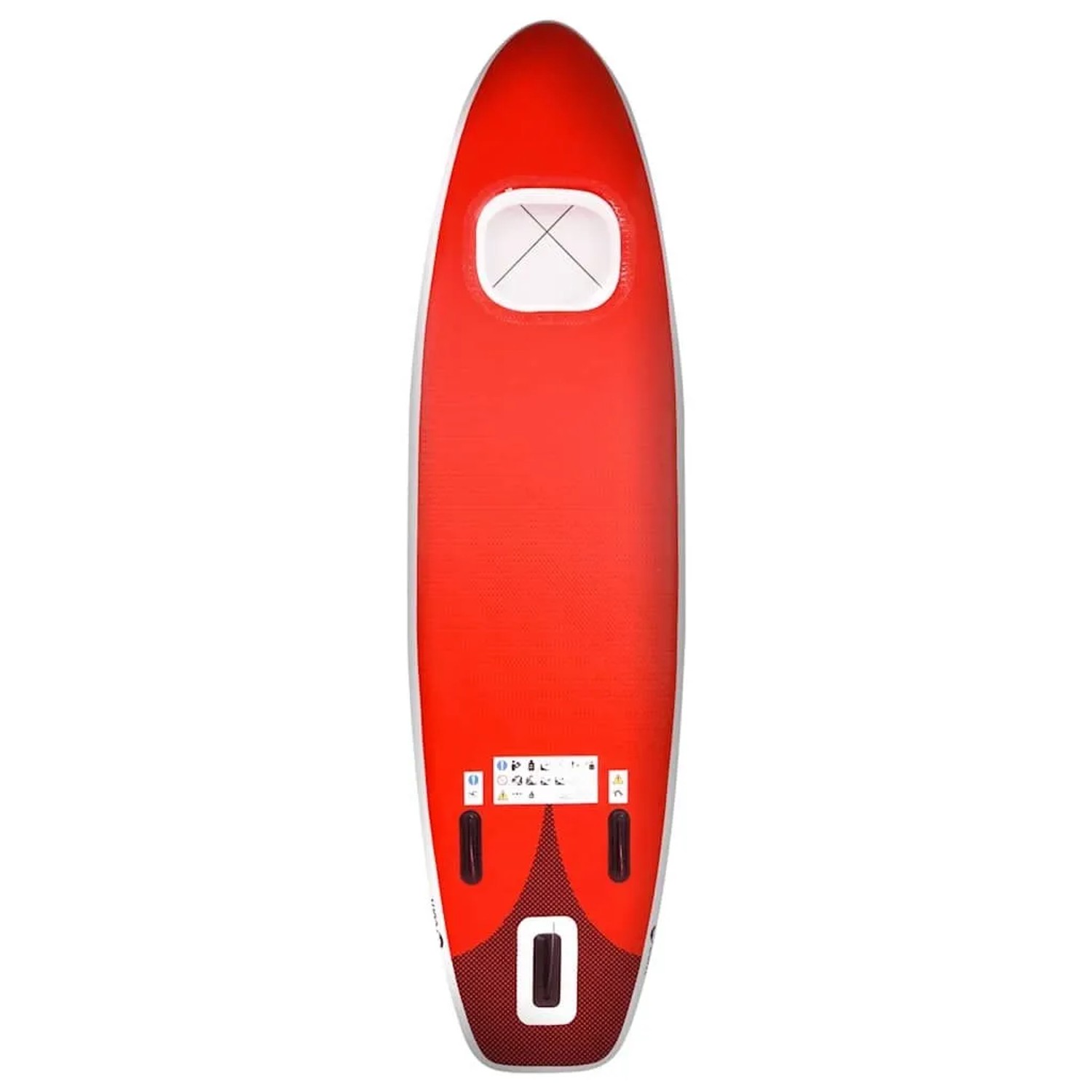 Aufblasbares, rotes SUP-Board-Set von vidaXL, 300x76x10 cm, mit Paddel, Pumpe, Sitz, Reparaturset, Leash und Tasche.