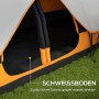 Innenansicht Outsunny Campingzelt, orange, mit verschweisstem Boden für zusätzlichen Schutz.