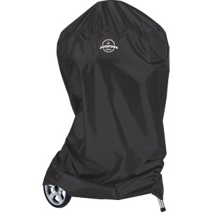 Schwarze Jamestown Grill-Abdeckhaube, rund, 70x105 cm, schützt den Grill vor Wind und Wetter.