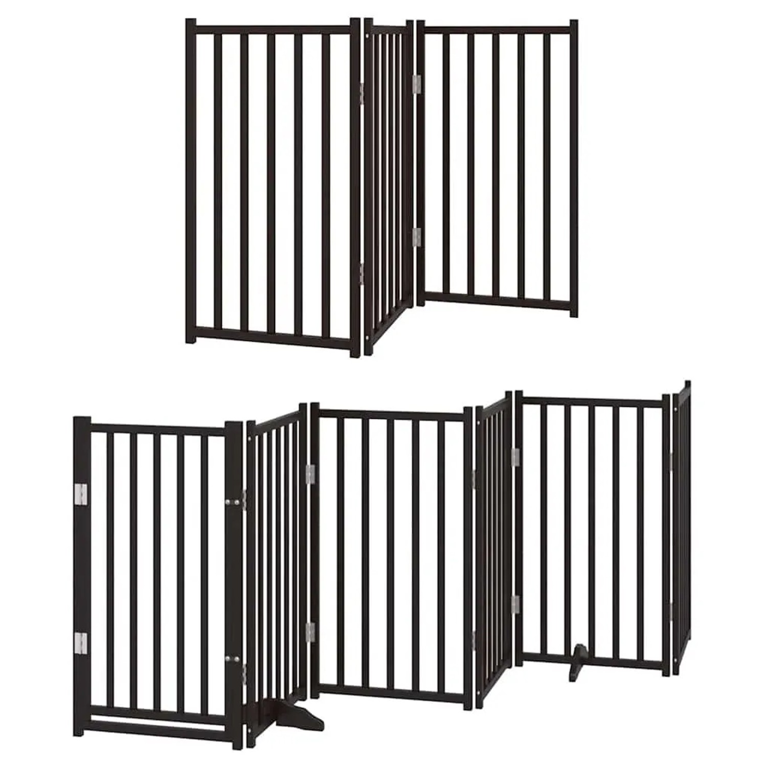 vidaXL 9 Tlg Hundetor mit Tür Faltbar Schwarz 450 cm Pappelholz 3155712