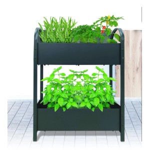 DELUKE Hochbeet HALLE mit Etagen Anthrazit Eisen Metall-Hochbeet für Garten Balkon-Beet Gemüsebeet Kräuterbeet