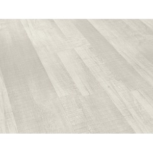 Laminatmuster: Parador Basic 200, Eiche sägerau weiß, Schiffsboden-Optik.