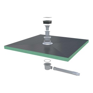 AICA 90x90cm Duschwanne mit Ablaufgarnitur und -schlauch, XPS Platte, Duschplatte, Fliesenplatte