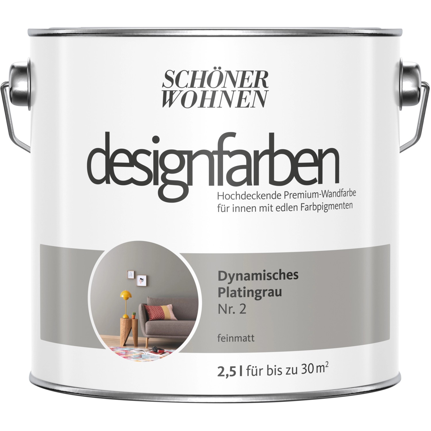 Thumbnail - Schöner Wohnen Designfarben Dynamisches Platingrau matt 2,5 l