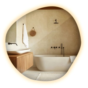 Tulup LED-Lichtspiegel 87 x 86 cm Asymmetrischer Spiegel Industrieller Wandspiegel Badezimmerspiegel Warmweiß 3000K