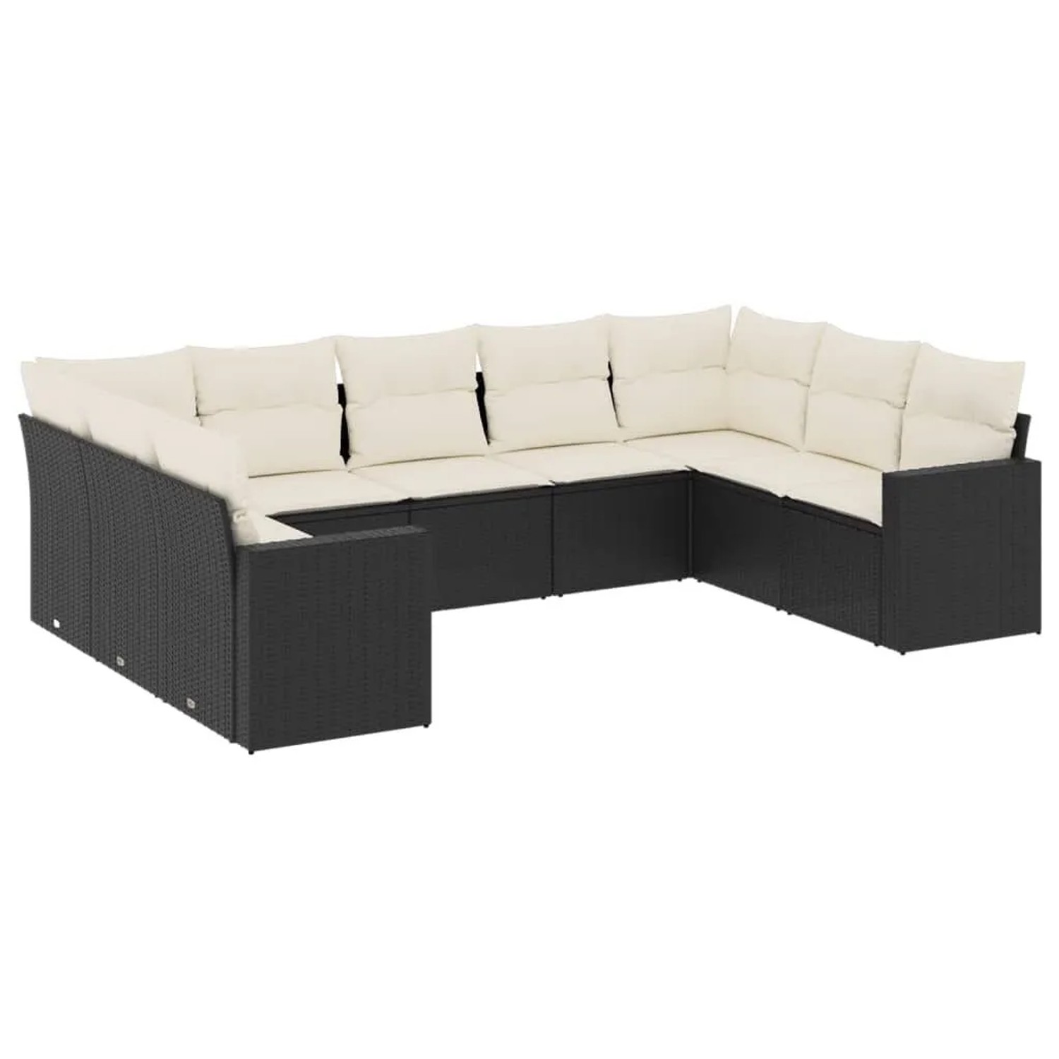 vidaXL 9-Tlg Garten-Sofagarnitur mit Kissen Schwarz Poly Rattan 3251733 günstig online kaufen
