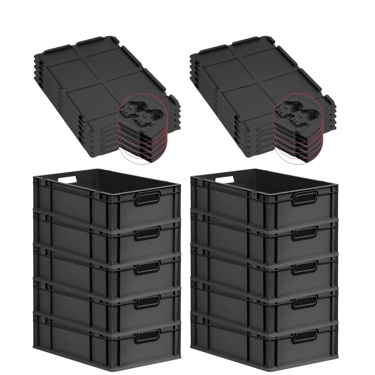 PROREGAL SuperSparSet 10x Eurobox Nextgen Color Mit Scharnierdeckel HxBxT 1 günstig online kaufen