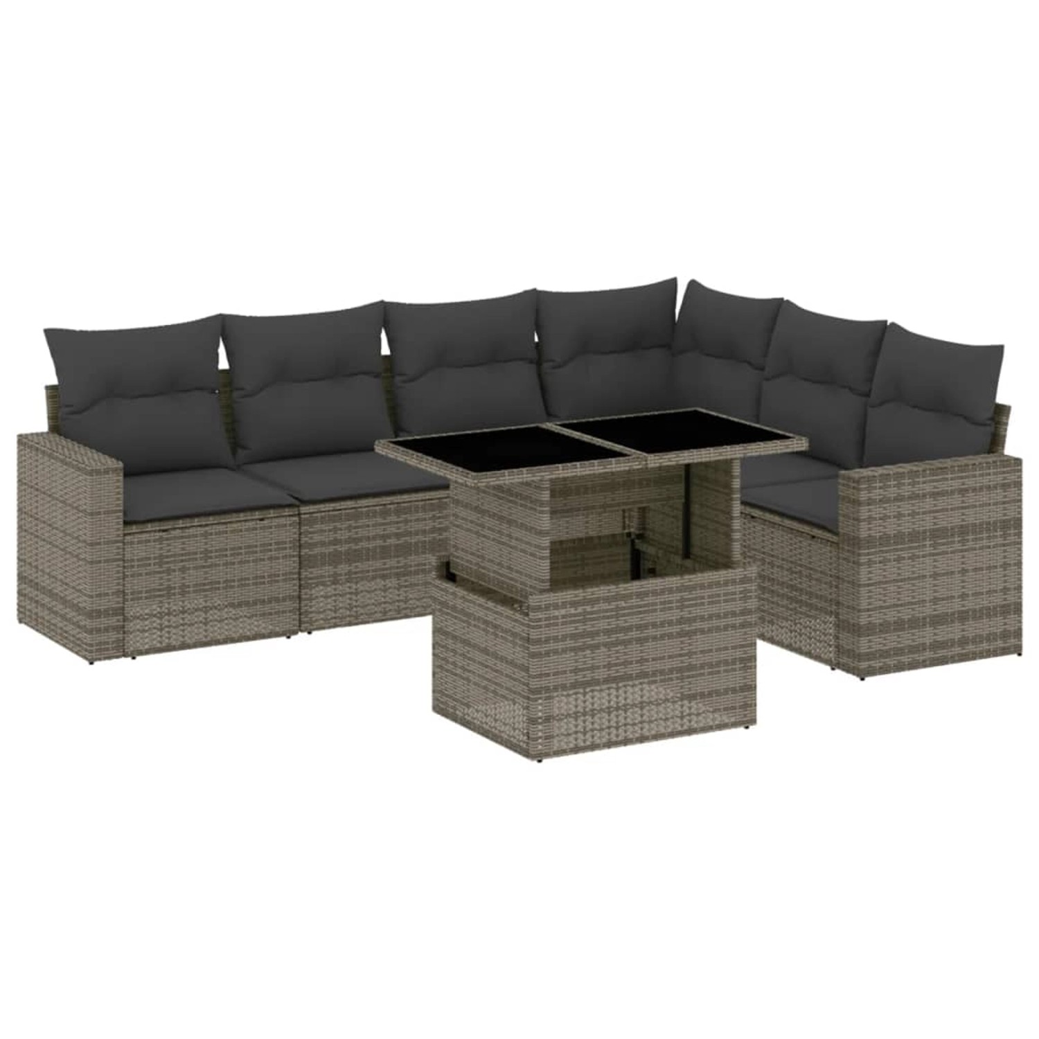 vidaXL 7-tlg Garten-Sofagarnitur mit Kissen Grau Poly Rattan Modell 187 günstig online kaufen