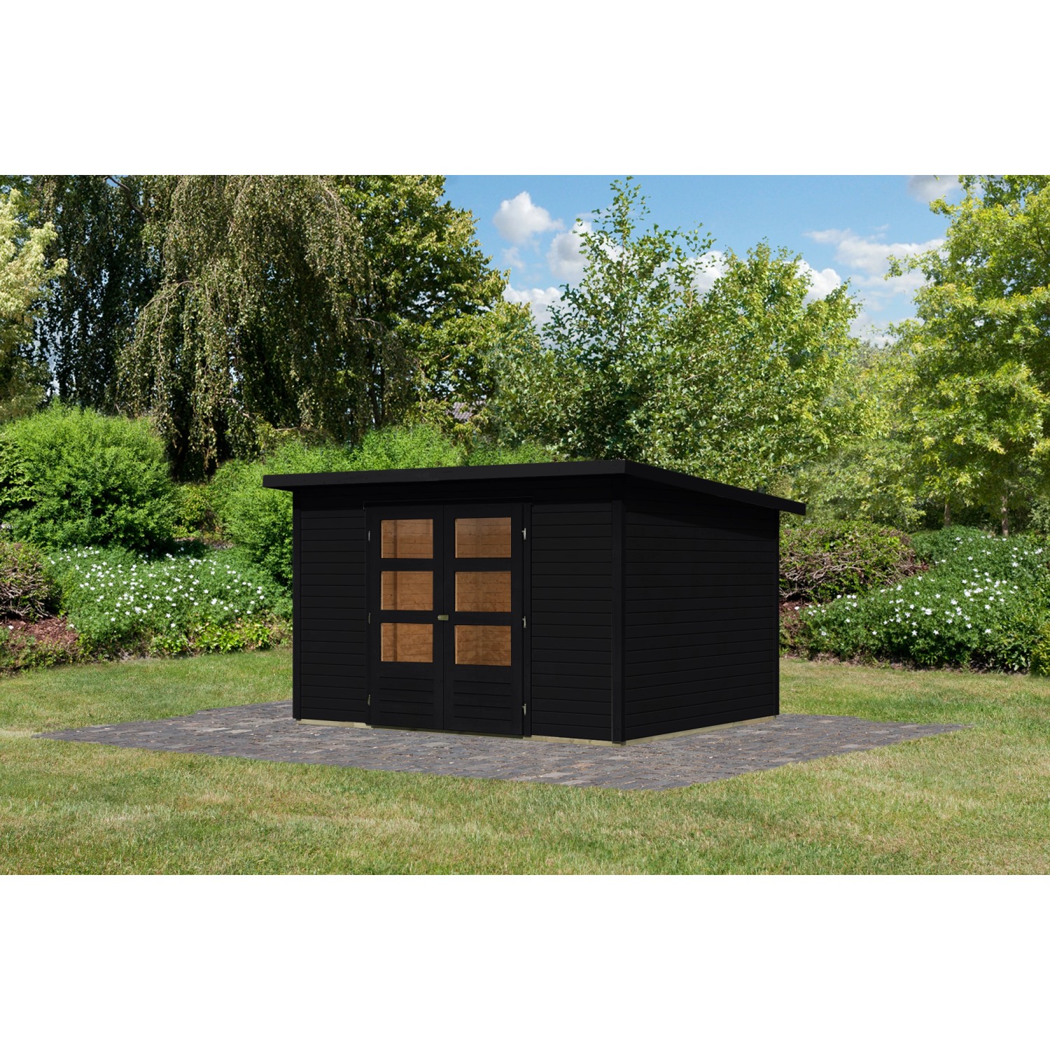 Karibu Gartenhaus Stockach 5 Schwarz 197 x 301 x 242 cm günstig online kaufen