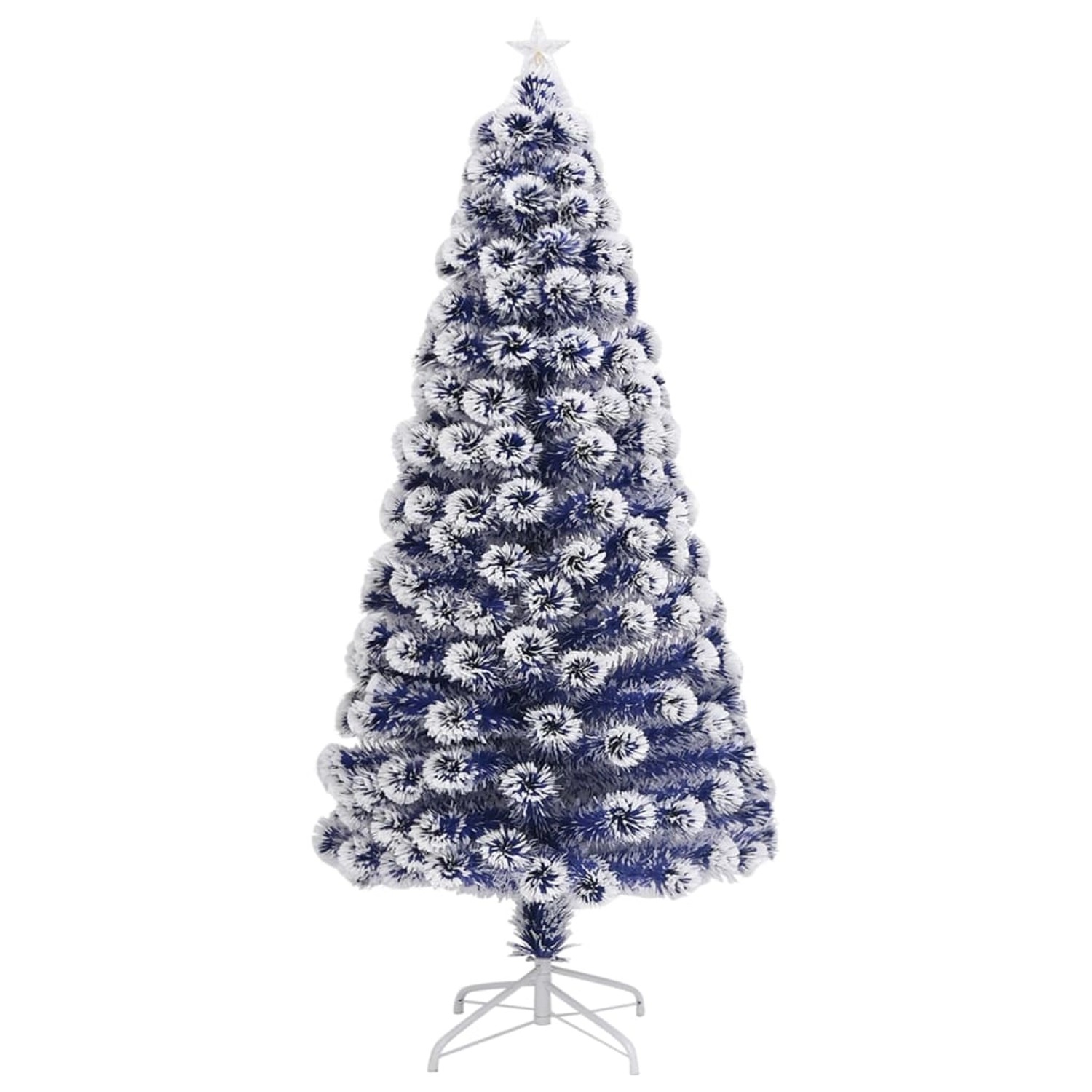 vidaXL Künstlicher Weihnachtsbaum mit LED Weiß & Blau 120 cm Glasfaser