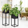 ML-Design Blumenständer 2er Set, schwarz, mit Pflanzen in Übertöpfen. Dekorative Blumenkästen.