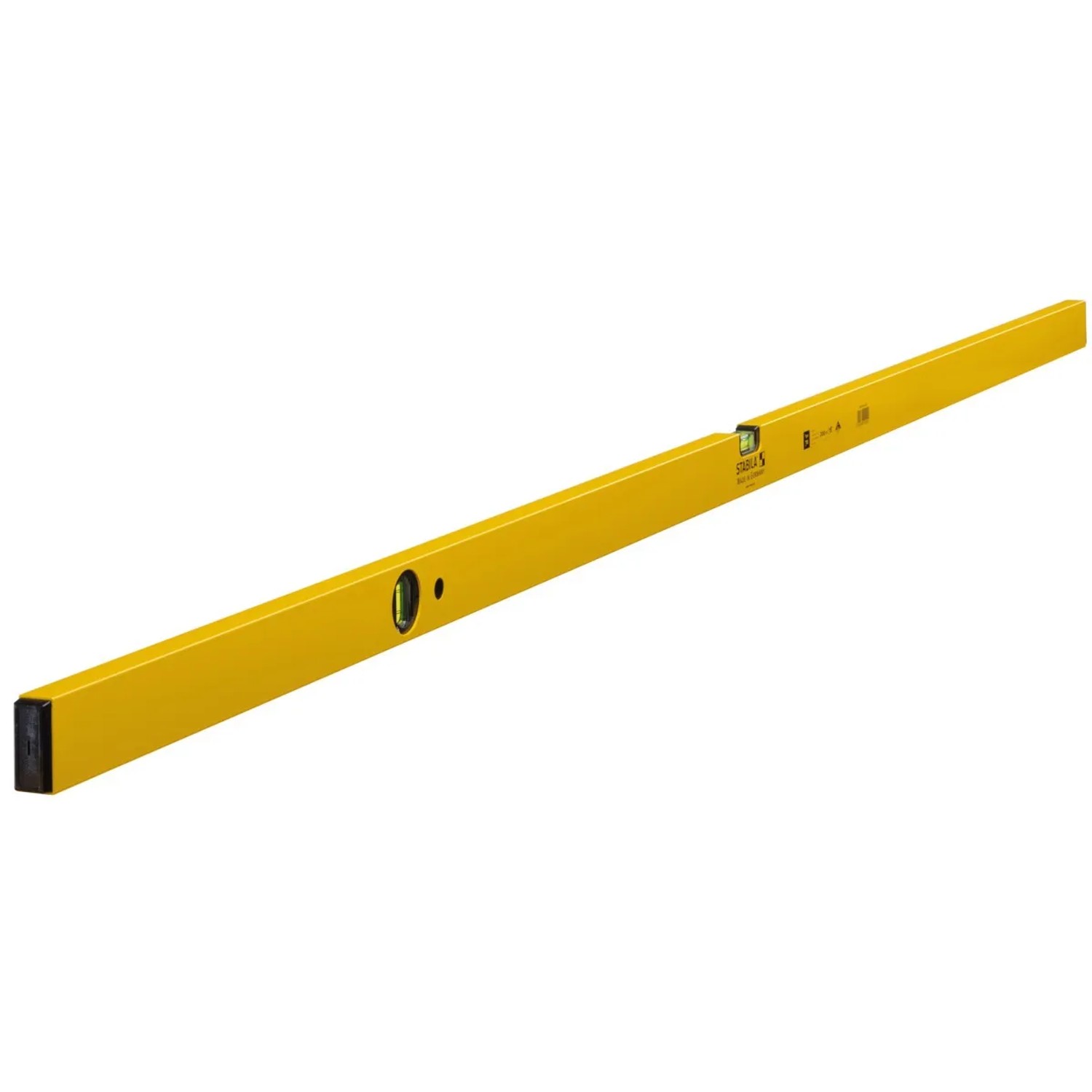 Gelbe Stabila Wasserwaage Type 70, 200 cm lang, für präzises Ausrichten.