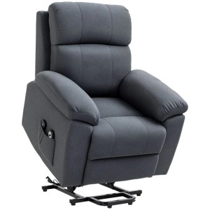 Grauer HOMCOM Loungesessel mit Aufstehhilfe in Leinenoptik. Komfortabler Relaxsessel für einfaches Heben und Entspannen.