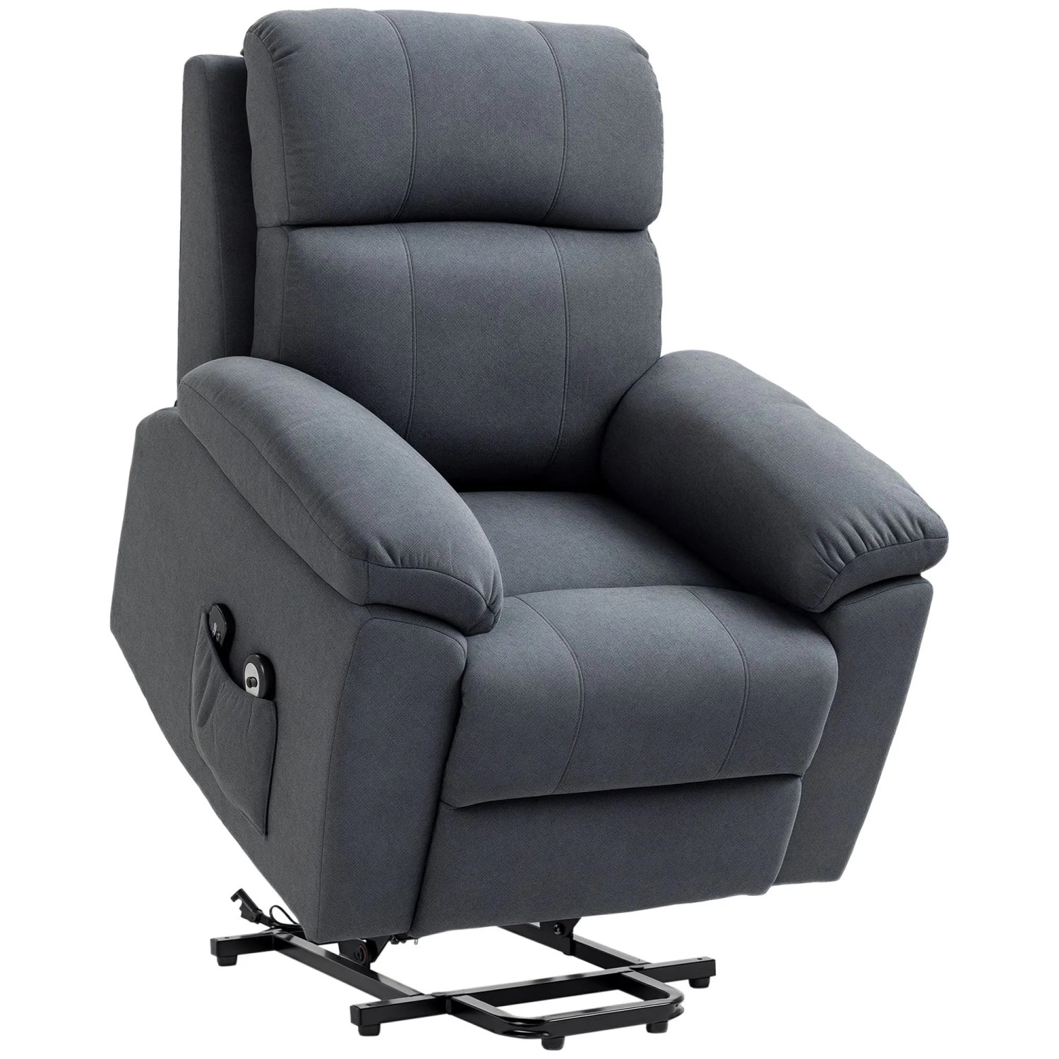 HOMCOM Sessel mit Aufstehhilfe Leinen Polyester Schaumstoff Stahl Grau