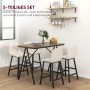 HOMCOM Bartisch-Set, 5-teilig, beige. Esstisch mit 4 Barhockern im modernen Design.