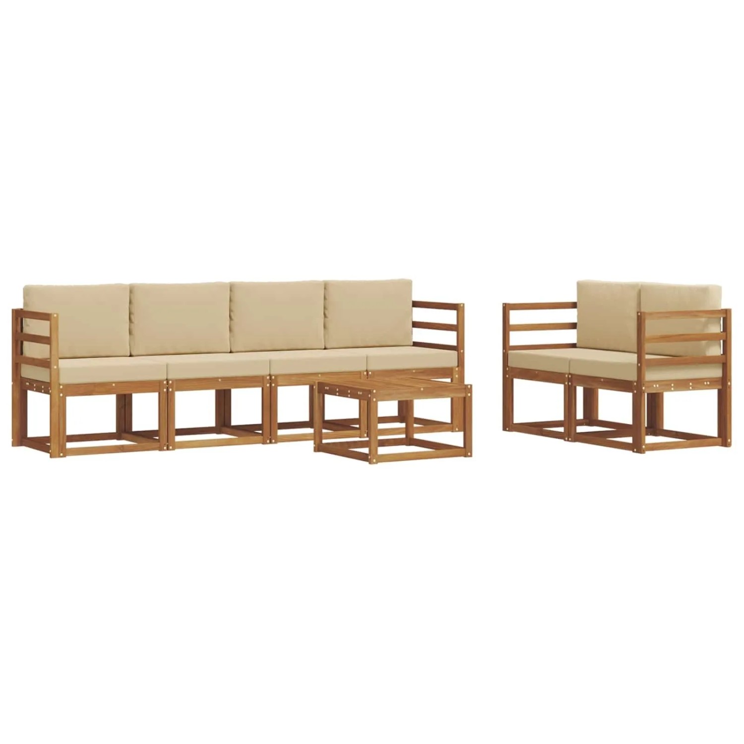 vidaXL Outdoor-Sofagarnitur 7 Stk Natur und Beige Massivholz Akazie 3366031