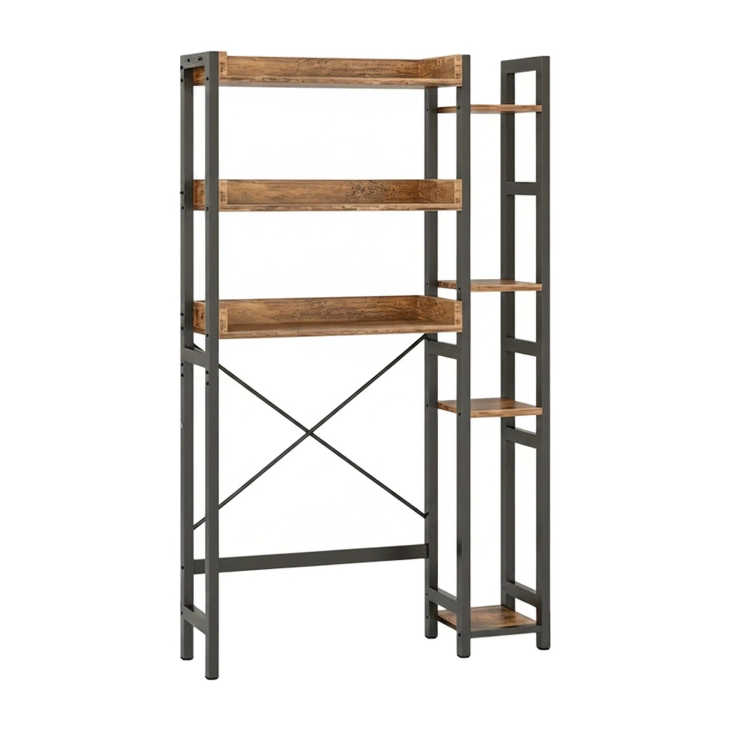 Relaxdays Toilettenregal Metall Vintagebraun 3 Ebenen mit Seitenablage 161 x 80 x 24 cm