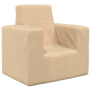 Cremefarbenes vidaXL Kindersofa Modell 8 aus weichem Plüsch.