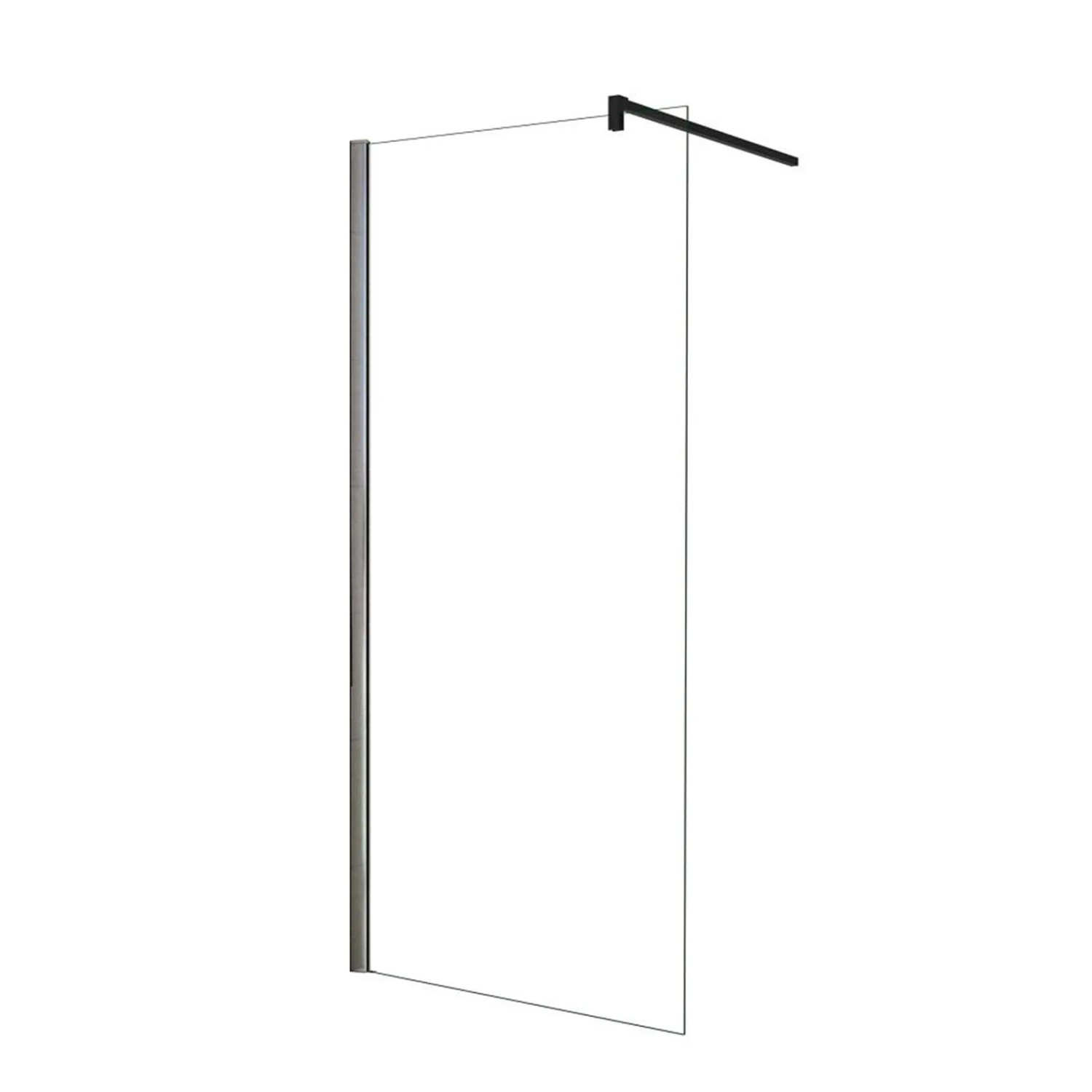 AICA Schwarz Walk In Dusche 80 x 195cm Duschwand Mit Stabilisator 6mm NANO ESG Duschabtrennung Duschtrennwand F132B