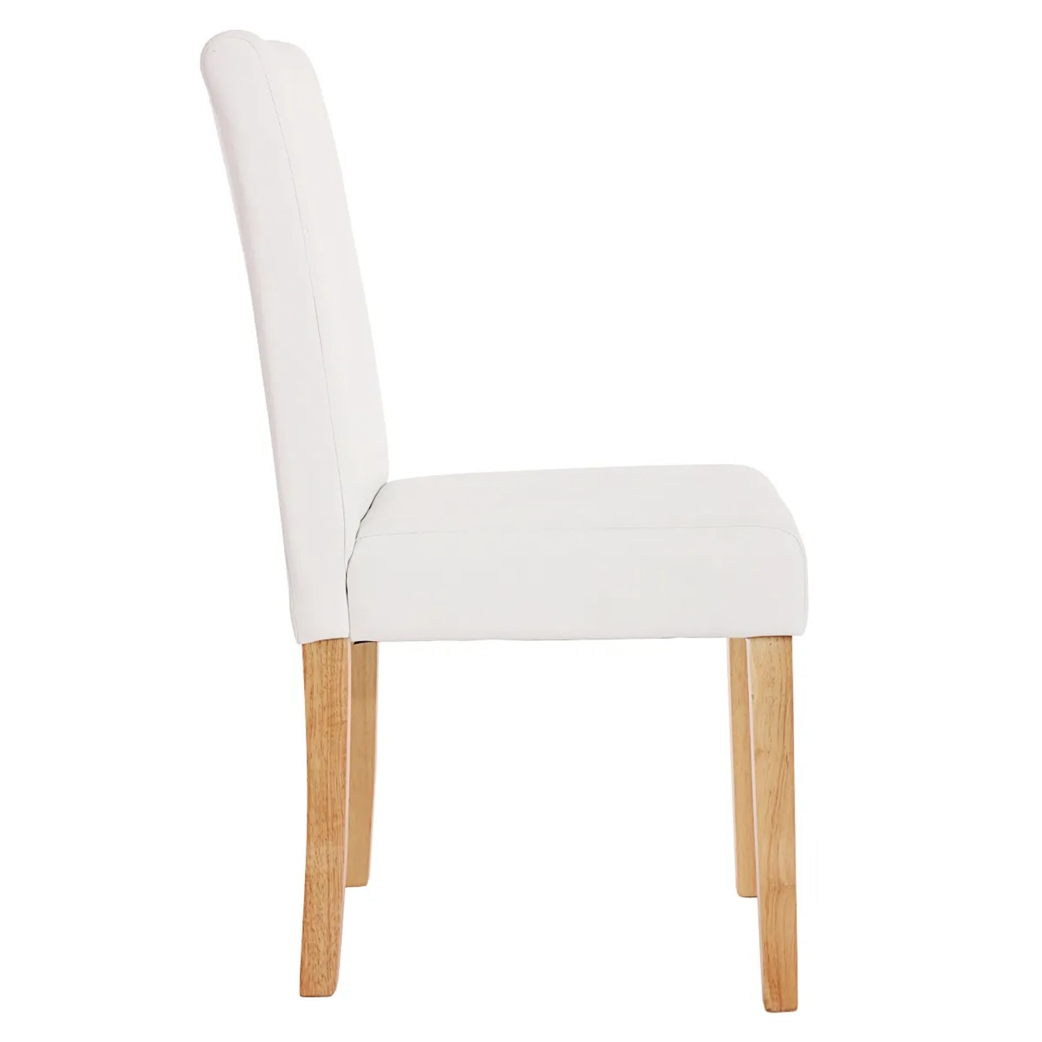 MCW Esszimmerstuhl Littau, 6er-Set, Kunstleder weiß, helle Holzbeine, Seitenansicht.
