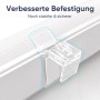 Detailaufnahme der verbesserten Befestigung des weißen Sekey Doppelrollos Klemmfix.